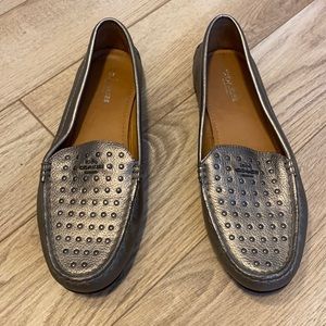 Silver metallic Coach flats